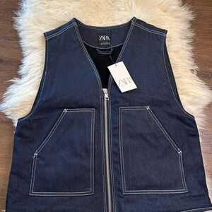 Zara Dark Blue Denim Vest